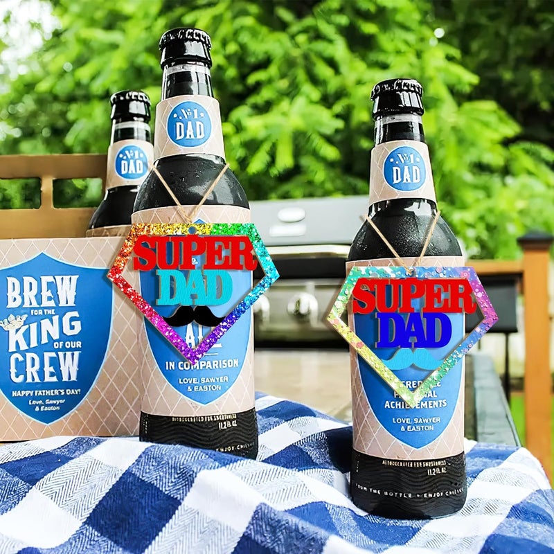 Sophena Wooden DAD Ornaments to Paint Father's Day Birthday Party Decoration Cutouts Unfinished 24PCS 3.5 x 3 inches, DIY Blank Unfinished Wood Daddy Ornament for Home Crafts Hanging Father Day Decoration - Image 5